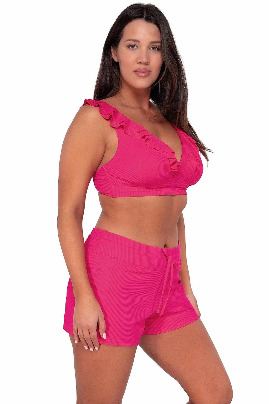 Alpine Butterfly Swim Women's Wireless Willa Top - Sunsets Begonia Sandbar Rib Design