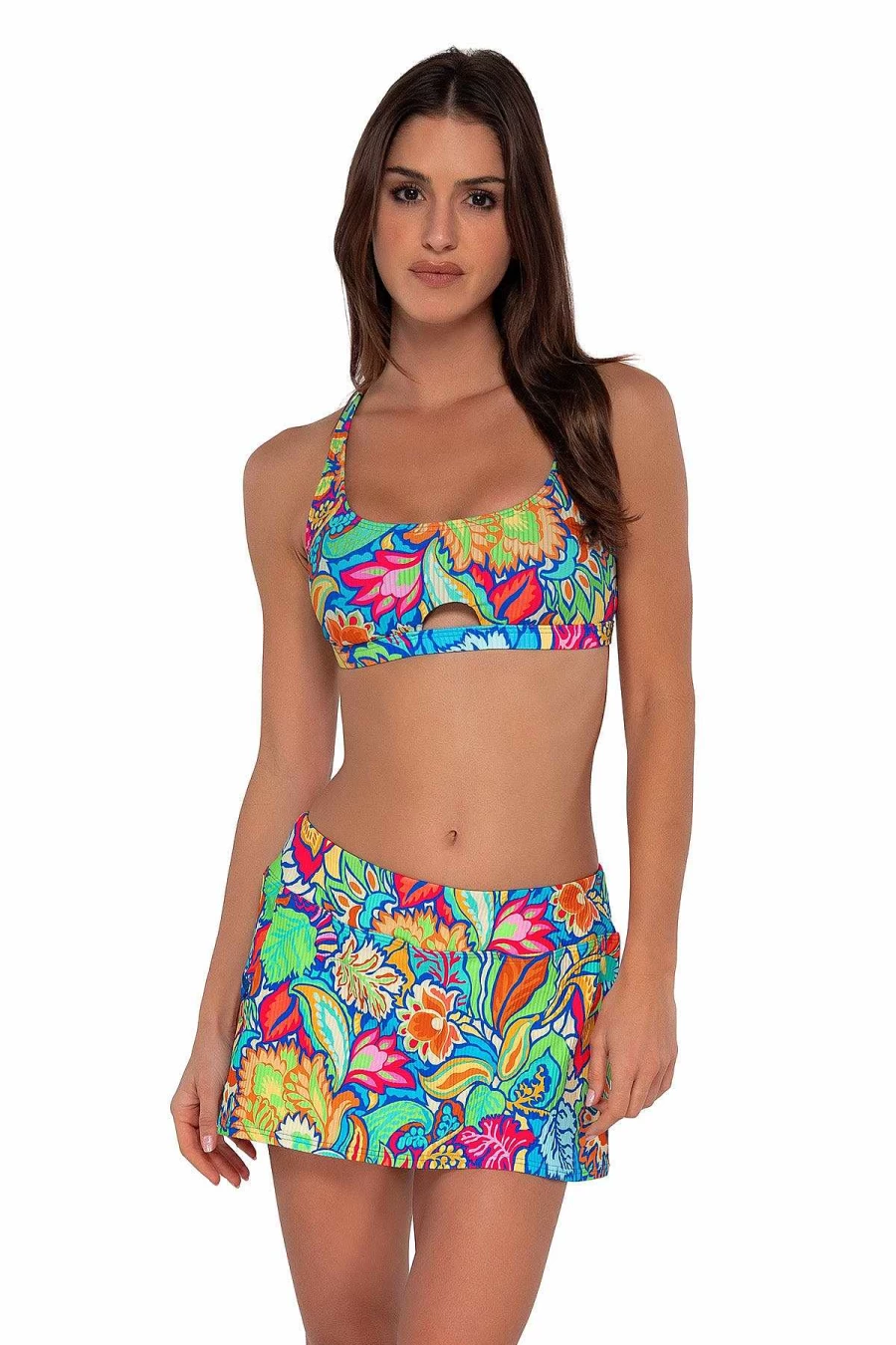 Alpine Butterfly Swim Women's Sporty Swim Skirt - Fiji Sandbar Rib Design for Sunset Beachwear