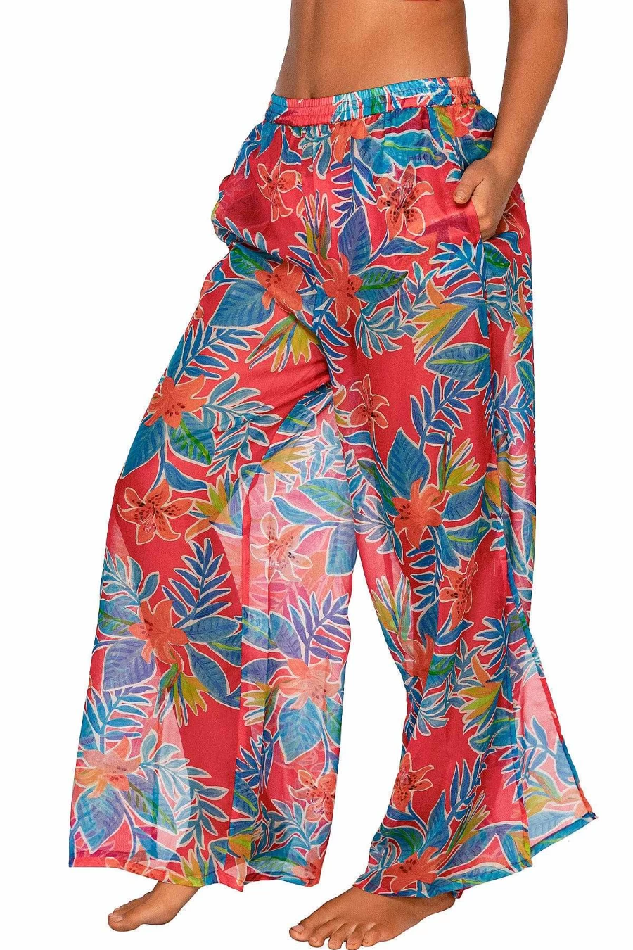 "Alpine Butterfly Swim Women's Tiger Lily Breezy Beach Pant for Sunset Strolls"