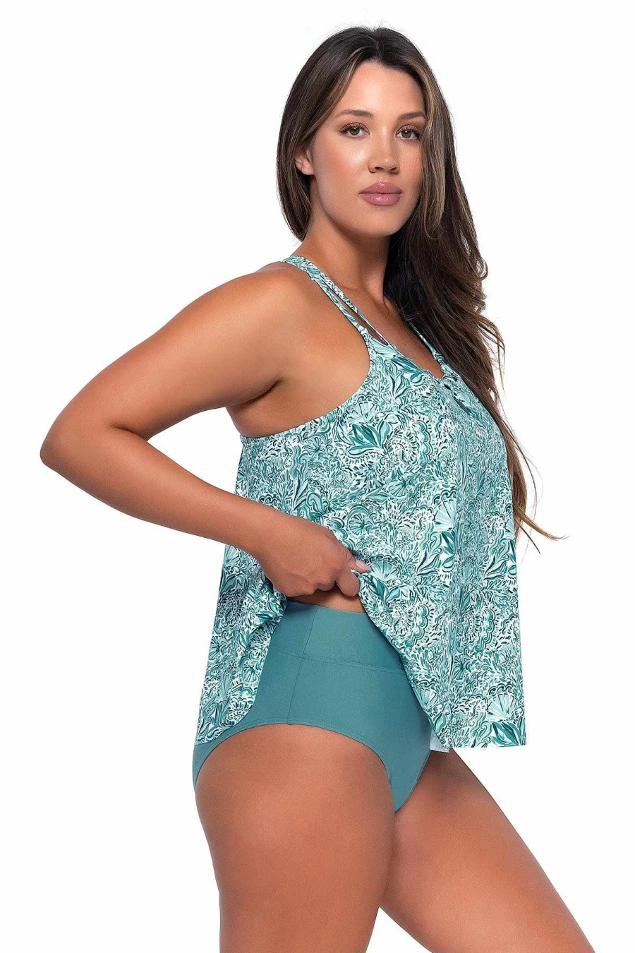 "Alpine Butterfly Swim Women's Sadie Tankini Top - Sunset Escape Beachwear"