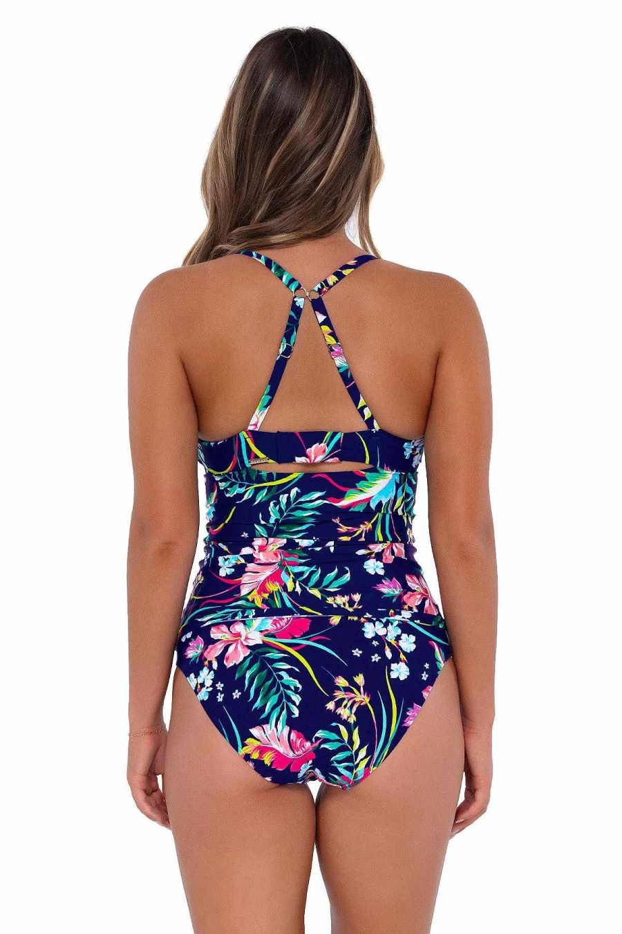 Alpine Butterfly Swim Women's Serena Tankini Top - Tropical Sunset Island Getaway Swimwear