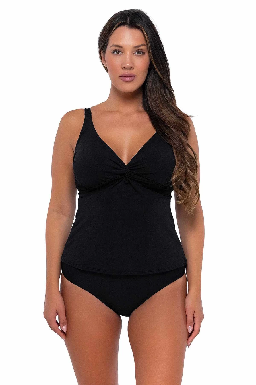 Alpine Butterfly Swim Women's Black Forever Tankini Top - Sunset Print Swimwear