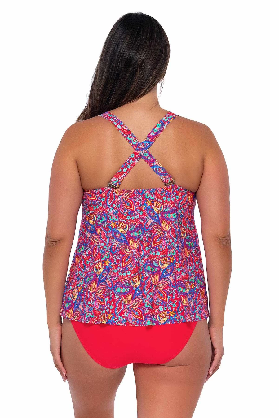 Alpine Butterfly Swim Women's Rue Paisley Sadie Tankini Top - Floral Sunset Print Swimwear