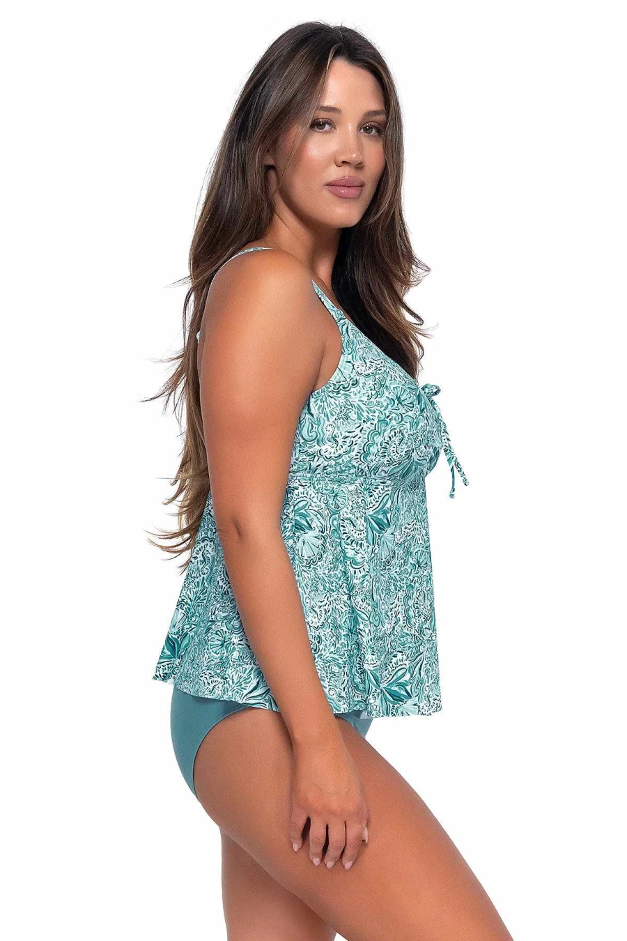 "Alpine Butterfly Swim Women's Marin Tankini Top - Stylish Sunset Escape By The Sea"