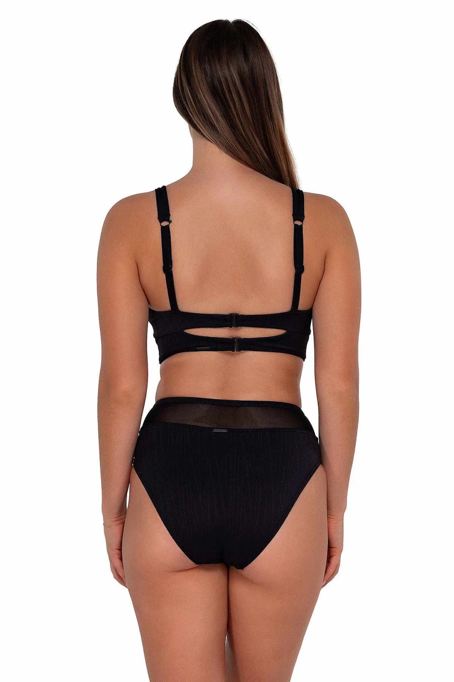 Alpine Butterfly Swim Women's Danica Top - Black Seagrass Texture Sunset Design