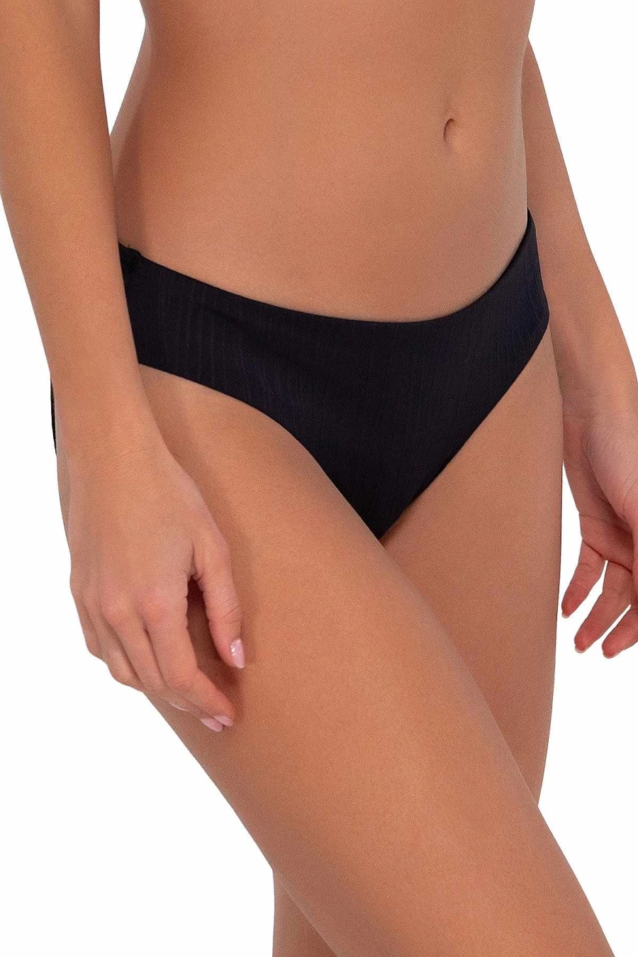 "Alpine Butterfly Swim Women's Black Seagrass Texture Collins Hipster Bottom Swimwear"
