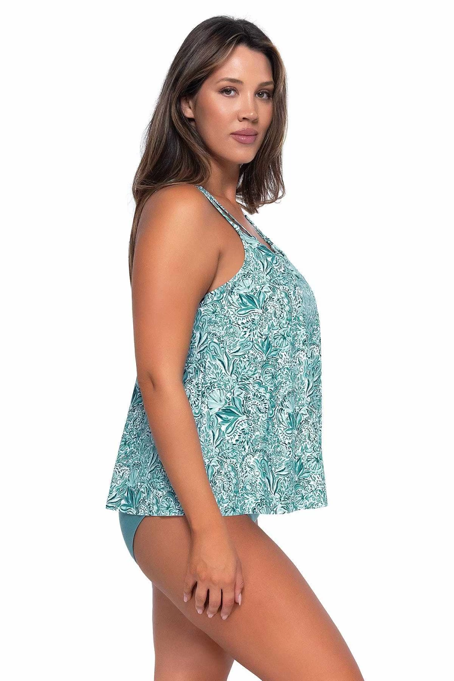 "Alpine Butterfly Swim Women's Sadie Tankini Top - Sunset Escape Beachwear"