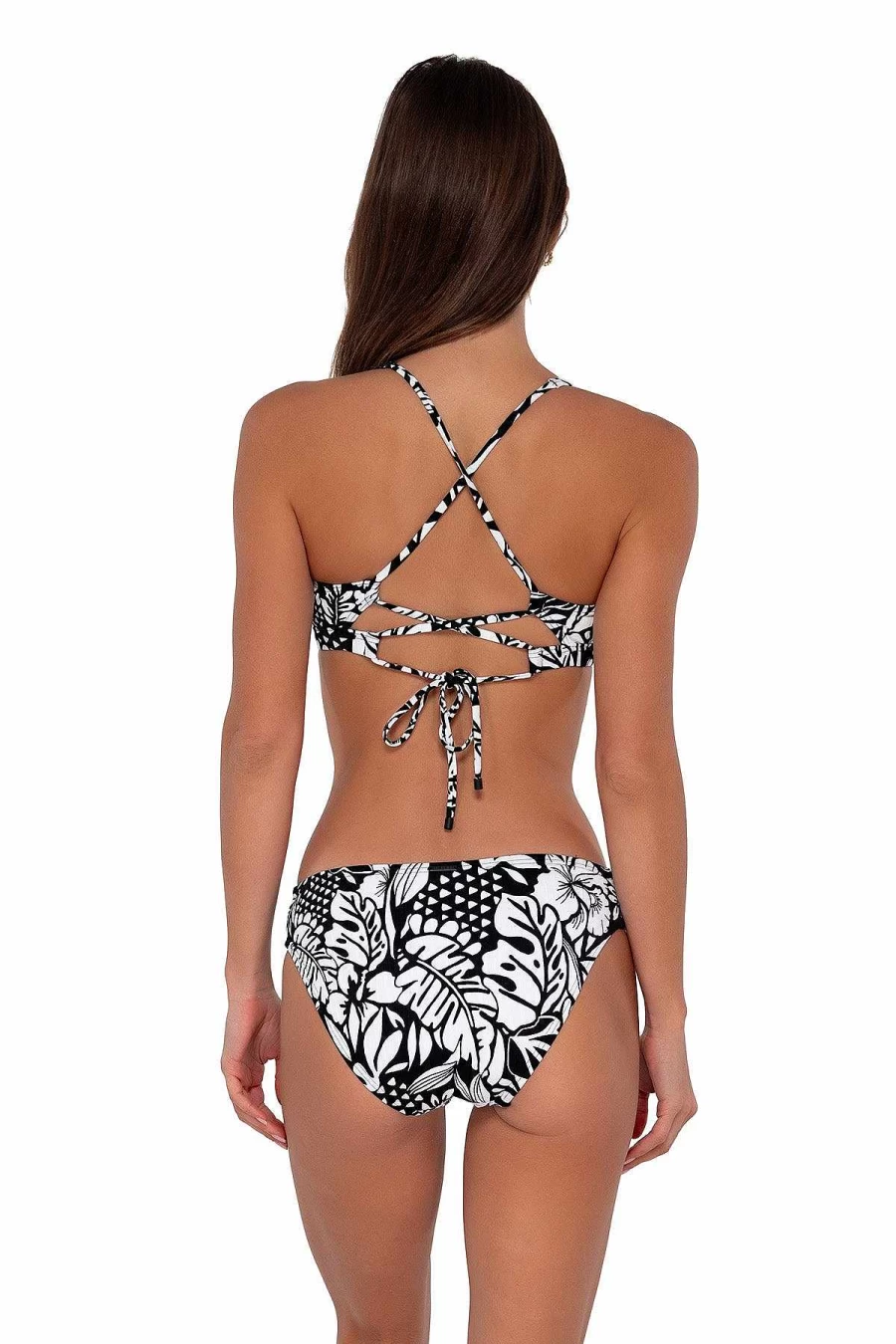 Alpine Butterfly Swim Women's Caribbean Seagrass Texture Brandi Bralette Top Sunset Design